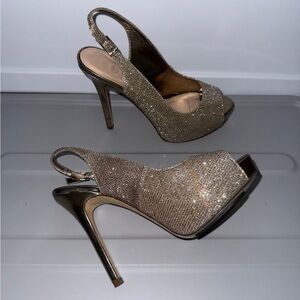 Shimmering Gold Slingback Heels